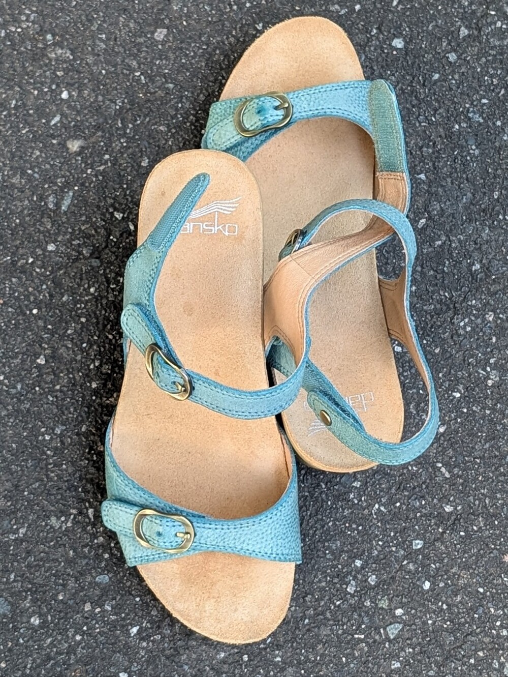 Dansko Teal Leather Open-Toe Slingback Sandals (New) - Picture 9 of 10